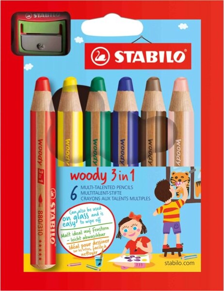 Pastelli Woody 3 in 1 - diametro mina 10 mm - con temperino - Stabilo - astuccio 6 pezzi Giochi e giocattoli/Attività creative/Accessori per disegnare e colorare/Pennelli Eurocartuccia - Pavullo, Commerciovirtuoso.it