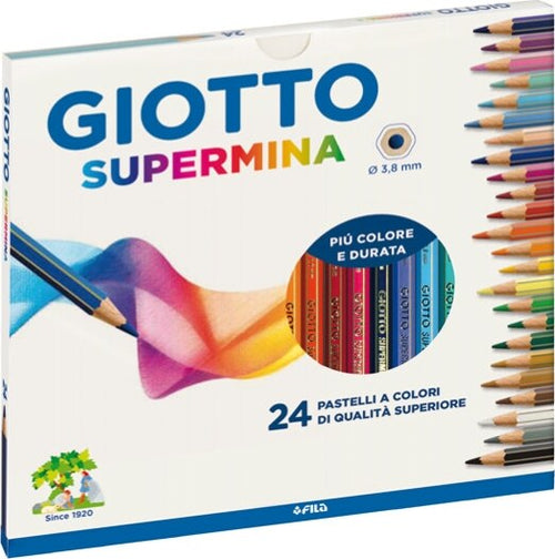 Pastello Supermina - mina 3 8 mm - colori assortiti - Giotto - astuccio 24 pezzi Giochi e giocattoli/Attività creative/Accessori per disegnare e colorare/Pennelli Eurocartuccia - Pavullo, Commerciovirtuoso.it