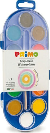 Pastiglie Acquerelli - D 30mm - colori assortiti - Primo - astuccio da 12 pastiglie Giochi e giocattoli/Attività creative/Accessori per disegnare e colorare/Pittura/Pittura per le dita Eurocartuccia - Pavullo, Commerciovirtuoso.it