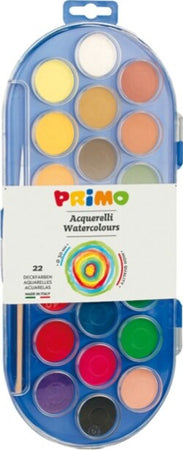 Pastiglie Acquerelli - D 30mm - colori assortiti - Primo - astuccio da 22 pastiglie Giochi e giocattoli/Attività creative/Accessori per disegnare e colorare/Pittura/Pittura per le dita Eurocartuccia - Pavullo, Commerciovirtuoso.it
