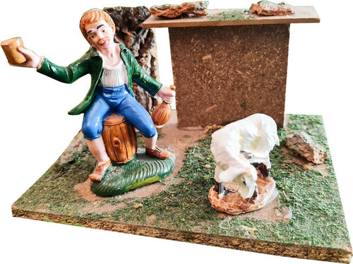 Pastore con fiasco scenetta per presepe in sughero e legno h 20 cm Casa e cucina/Decorazioni per interni/Addobbi e decorazioni per ricorrenze/Decorazioni natalizie/Presepi/Statuine e fondali per il presepe MagiediNatale.it - Altamura, Commerciovirtuoso.it