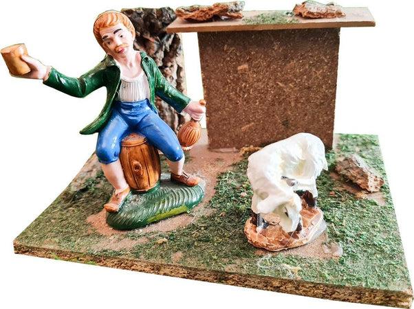 Pastore con fiasco scenetta per presepe in sughero e legno h 20 cm Casa e cucina/Decorazioni per interni/Addobbi e decorazioni per ricorrenze/Decorazioni natalizie/Presepi/Statuine e fondali per il presepe MagiediNatale.it - Altamura, Commerciovirtuoso.it