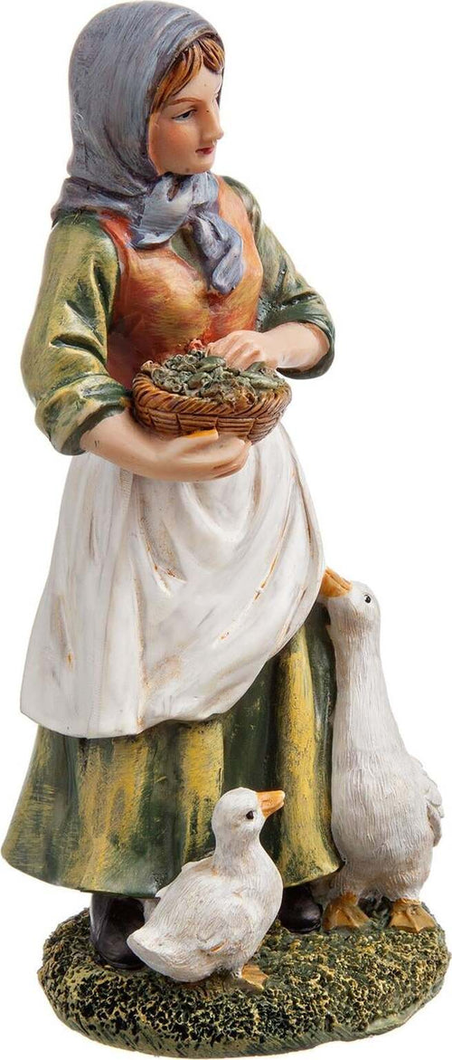 Pastorella con oche in poliresina personaggio per presepe h 16 cm Casa e cucina/Decorazioni per interni/Addobbi e decorazioni per ricorrenze/Decorazioni natalizie/Presepi/Statuine e fondali per il presepe MagiediNatale.it - Altamura, Commerciovirtuoso.it