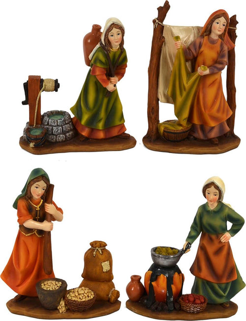 Pastorelle per presepe in poliresina commercianti h 11 cm 4 soggetti Casa e cucina/Decorazioni per interni/Addobbi e decorazioni per ricorrenze/Decorazioni natalizie/Presepi/Statuine e fondali per il presepe MagiediNatale.it - Altamura, Commerciovirtuoso.it