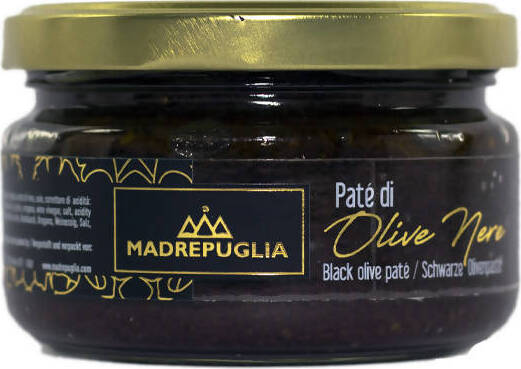 Paté di Olive Nere Pugliese 180gr. Prodotto 100% Italiano a Filiera Corta Condimento Olive 90% per Bruschette Crostini Panini Secondi Piatti conserve e patè Madrepuglia - Andria, Commerciovirtuoso.it