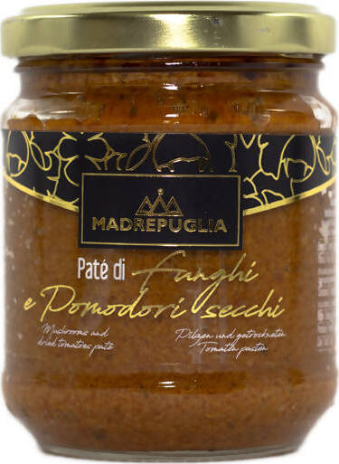 Paté Pugliese di Funghi e Pomodori Secchi 180gr Prodotto 100% Italiano Condimento Conserva per Bruschette Fatto in Puglia conserve e patè Madrepuglia - Andria, Commerciovirtuoso.it