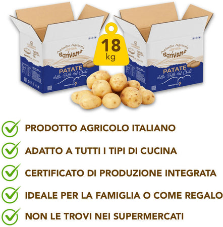 Patate Gialle Di Calabria 18kg [2 Box Multipack] Made in Italy Patate Gialle Calabresi Uso Universale Azienda Agricola Scrivano