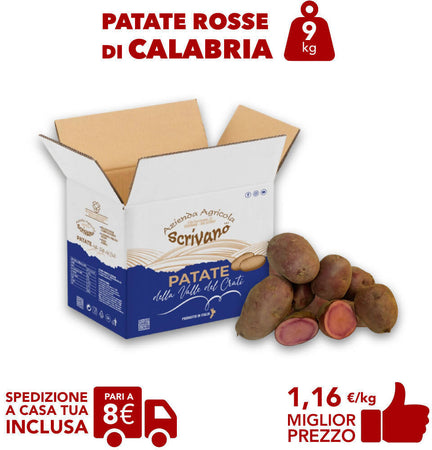 Patate Rosse Di Calabria 9kg [1 Box] Patate 100% Made In Italy Patate Calabresi Rosse Uso Universale Azienda Agricola Scrivano