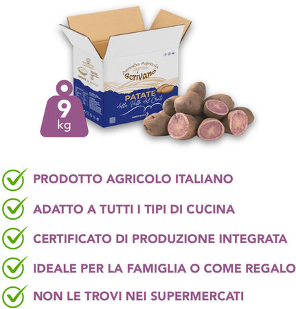 Patate Viola Di Calabria 9kg [1 Box] Patate 100% Made In Italy Patate Dolci Calabresi Viola Uso Universale Azienda Agricola Scrivano