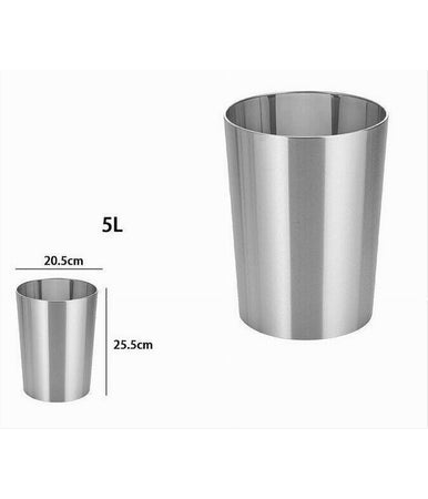 Pattumiera Acciaio 5 Litri Bidone Cestino Spazzatura Bagno Cucina Cromato 87462