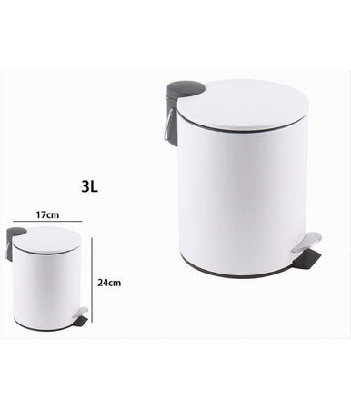 Pattumiera Acciaio A Pedale 3lt Bidone Cestino Spazzatura Bagno Casa Bianco 87449