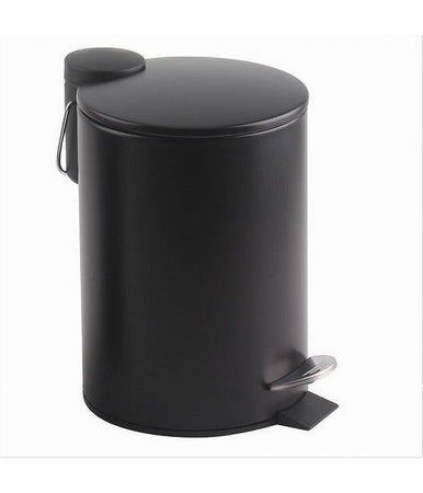 Pattumiera Acciaio A Pedale 5 Lt Bidone Cestino Spazzatura Bagno Casa Nero 87454