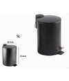 Pattumiera Acciaio A Pedale 5 Lt Bidone Cestino Spazzatura Bagno Casa Nero 87454