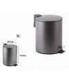 Pattumiera Acciaio A Pedale 5lt Bidone Cestino Spazzatura Bagno Casa Grigio 87452