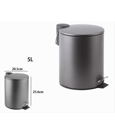 Pattumiera Acciaio A Pedale 5lt Bidone Cestino Spazzatura Bagno Casa Grigio 87452
