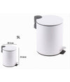 Pattumiera Acciaio Pedale 5 Lt Bidone Cestino Spazzatura Bagno Casa Bianco 87450
