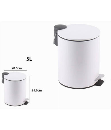 Pattumiera Acciaio Pedale 5 Lt Bidone Cestino Spazzatura Bagno Casa Bianco 87450