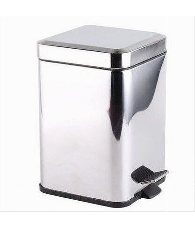 Pattumiera In Acciaio A Pedale 6 Litri Bidone Cestino Spazzatura Quadrato 87446
