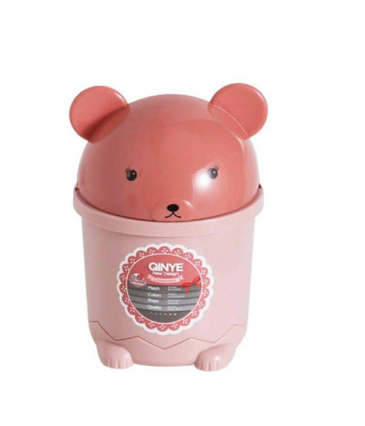 Pattumiera Rosa Orsetto Ribaltabile Secchio Rifiuti Spazzatura Dim 28x18.5 Cm