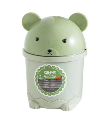 Pattumiera Verde Orsetto Ribaltabile Secchio Rifiuti Spazzatura Dim 28x18.5cm