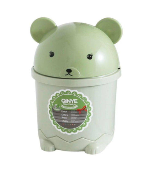 Pattumiera Verde Orsetto Ribaltabile Secchio Rifiuti Spazzatura Dim 28x18.5cm