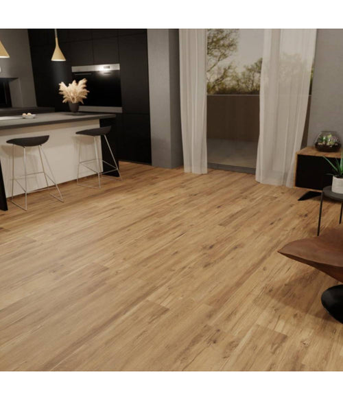 Pavimento Finto Parquet Effetto Legno Naturale Rovere Piastrelle Adesive 15x90cm