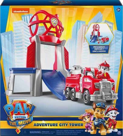 Paw-Patrol-The-Movie-Adventure-City-Tower-con-Veicolo-Camion-Pompieri-Marshall