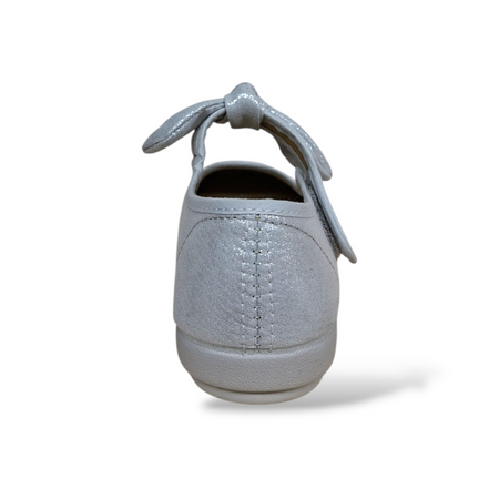 Ballerine Bambina Argento VUL-LADI con Velcro e Fiocco Estraibile – Scarpe Cerimonia Taglie 22-37