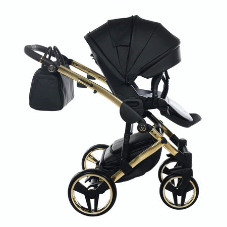 Trio Junama Diamond Fluo in Pelle V2 Nero Telaio Oro Giallo Navicella Nera