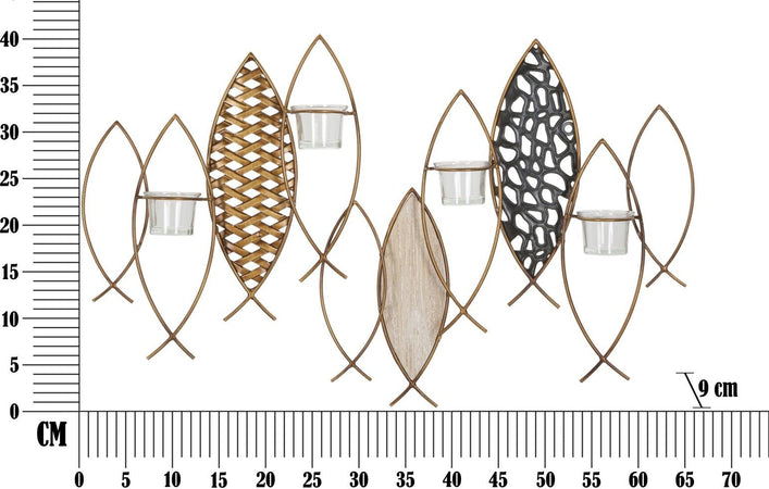 P/Cand Da Muro Fish Cm 66X9X40,5 Casa e cucina/Decorazioni per interni/Candele e portacandele/Portacandele/Portacandele a parete Led Mall Home - Napoli, Commerciovirtuoso.it