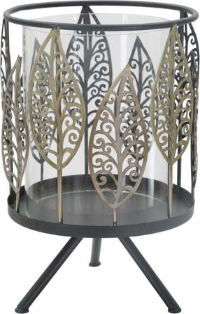 P/Cand Foglie Iron Cm 15X24 Casa e cucina/Decorazioni per interni/Candele e portacandele/Portacandele/Portacandele a colonna Led Mall Home - Napoli, Commerciovirtuoso.it