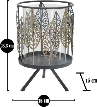 P/Cand Foglie Iron Cm 15X24 Casa e cucina/Decorazioni per interni/Candele e portacandele/Portacandele/Portacandele a colonna Led Mall Home - Napoli, Commerciovirtuoso.it