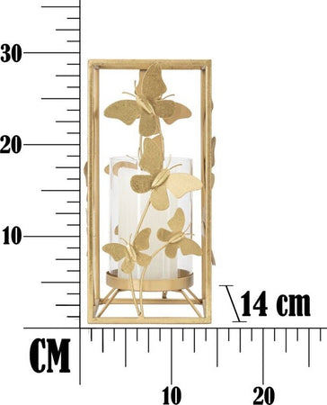 P/Cand Glam Butterfly Cm 14X14X29 Casa e cucina/Decorazioni per interni/Candele e portacandele/Portacandele/Portacandele a colonna Led Mall Home - Napoli, Commerciovirtuoso.it