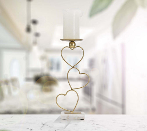 P/Cand Hearts Cm 14,5X10X32,5 Casa e cucina/Decorazioni per interni/Candele e portacandele/Portacandele/Portacandele a colonna Led Mall Home - Napoli, Commerciovirtuoso.it