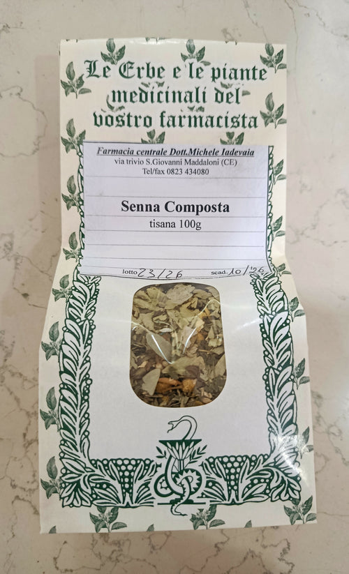 tisana alla senna composta 100g proprietà lassative e digestive allestito in laboratorio galenico farmacia centrale dr Michele Iadevaia