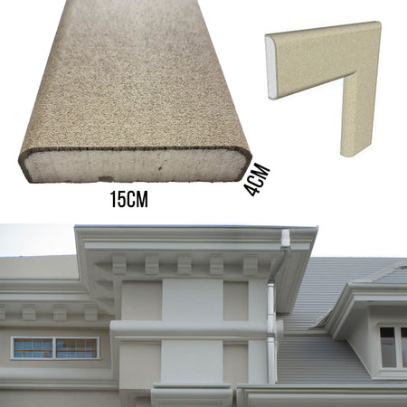 €9,99ml *** STOCK ***. Pacco da 18ml di cornice decorativa in XPS Resinata per esterno 15X4X200cm  PD149 - Eternal Parquet