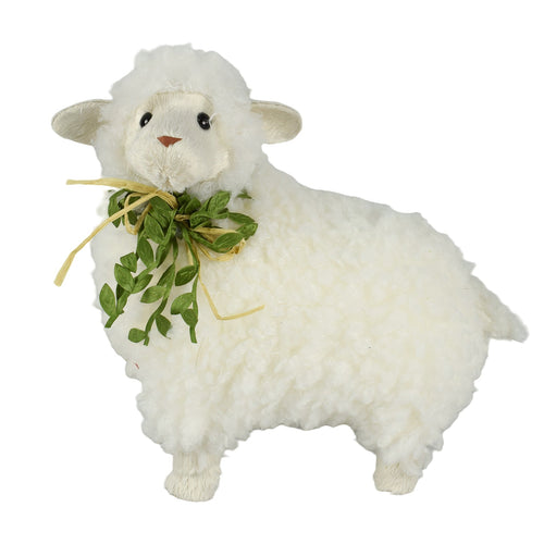Pecora in piedi grande h 24 cm in poli resina con lana animale per natività presepe