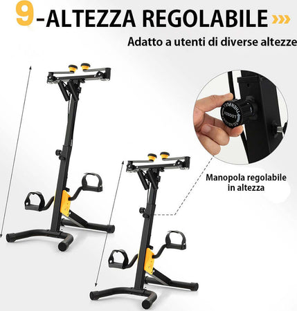 Pedaliera-Allenamento-Braccia-Gambe-Cyclette-Bike-Fitness-Riabilitazione-Anziani