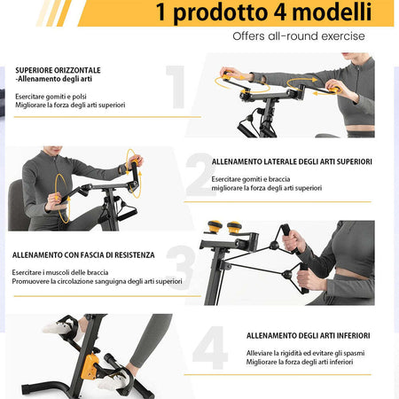 Pedaliera-Allenamento-Braccia-Gambe-Cyclette-Bike-Fitness-Riabilitazione-Anziani