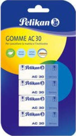 PELIKAN-Gomma-cancellare-Ac30-Doppio-Uso-4-pz-Bianco-e-Blu