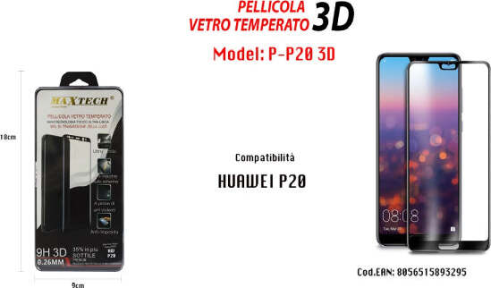 Pellicola-In-Vetro-Temperato-3d-Per-Huawei-P20-Copertura-Totale-Maxtech-P-p20-3d