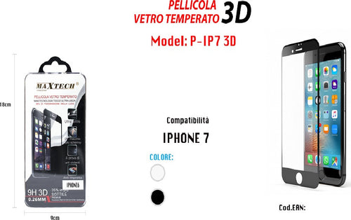 Pellicola In Vetro Temperato 3d Protezione Completa Per Iphone 7 Maxtech P-ip7 3d  Trade Shop italia - Napoli, Commerciovirtuoso.it