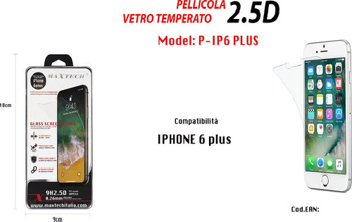Pellicola In Vetro Temperato Iphone 6 Plus Protezione Schermo Maxtech P-ip6 Plus  Trade Shop italia - Napoli, Commerciovirtuoso.it