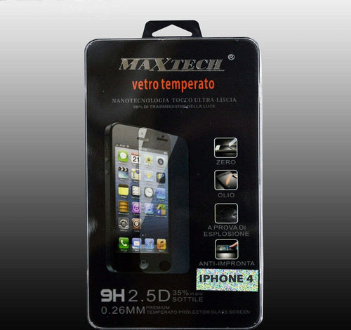Pellicola In Vetro Temperato Per Iphone 4 Protezione Schermo Maxtech P-ip4  Trade Shop italia - Napoli, Commerciovirtuoso.it
