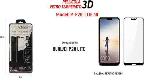 Pellicola Vetro Temperato 3d Huawei P20 Lite Nero Protezione Totale Maxtech P-p20 Lite 3d Pellicole Protettive Trade Shop italia - Napoli, Commerciovirtuoso.it