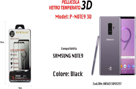 Pellicola-Vetro-Temperato-3d-Per-Samsung-Note-9-Copertura-Maxtech-P-note9-3d