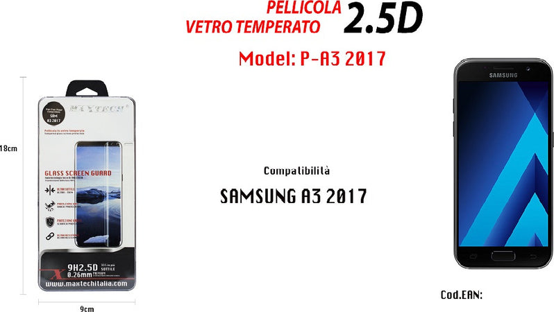 Pellicola Vetro Temperato Per Samsung Galaxy A3 2017 Protezione Schermo Maxtech P-a3 2017 Pellicole Protettive Trade Shop italia - Napoli, Commerciovirtuoso.it