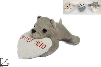 Peluche-Cane-Sdraiato-Con-Cuore-Amore-Mio-Cagnolino-San-Valentino-Colori-Vari