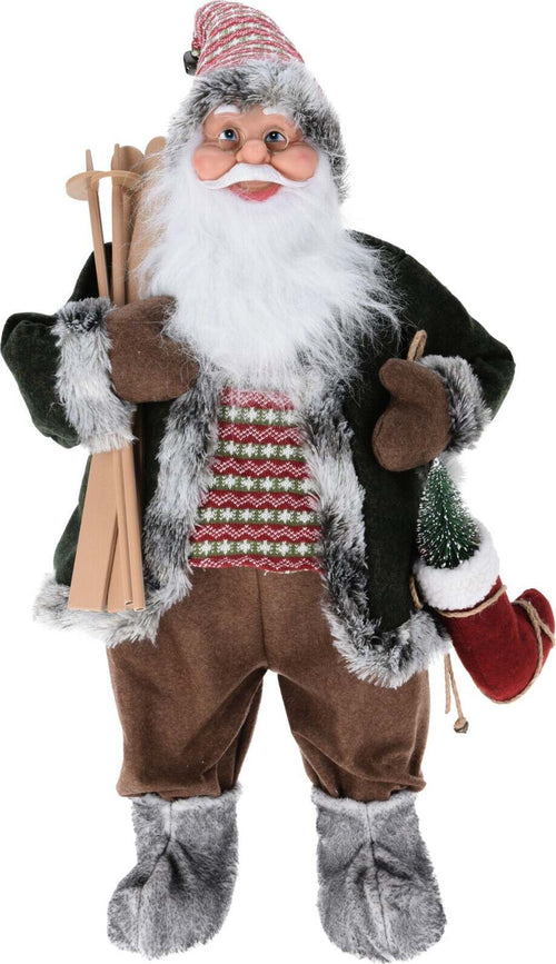 Peluche di Babbo Natale, color Verde, con sci e sacca, decorazione da 80 cm Casa e cucina/Decorazioni per interni/Addobbi e decorazioni per ricorrenze/Decorazioni natalizie/Schiaccianoci MagiediNatale.it - Altamura, Commerciovirtuoso.it