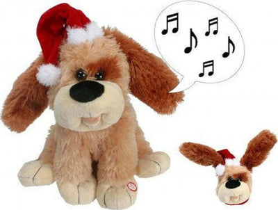 Peluche-Pupazzo-Cagnolino-Cane-Natalizio-Con-Effetti-Sonori-E-Movimento-30-Cm